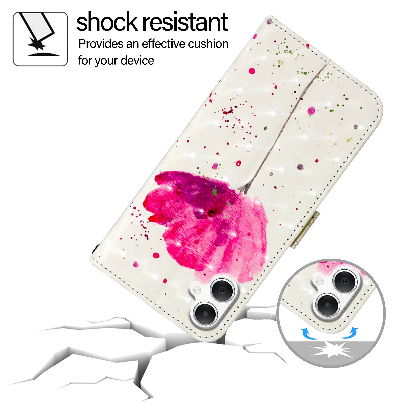 For Samsung Galaxy A06 Leather Case YB Pattern Printing Leather Series-2 Pattern Printing Wallet Stand Cover - Flower For Samsung Galaxy A06 Leather Case YB Pattern Printing Leather Series-2 Pattern Printing Wallet Stand Cover - Flower